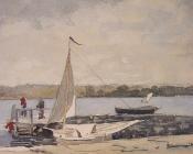 温斯洛 荷默 : A Sloop at a Wharf Gloucester